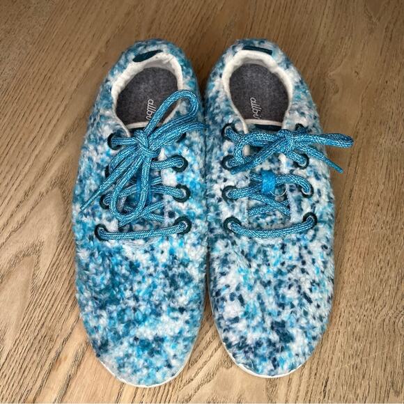 allbirds Women's Wool Runner Fluffs Merino Wool Sneaker Blue White Size 9 - Picture 5 of 9